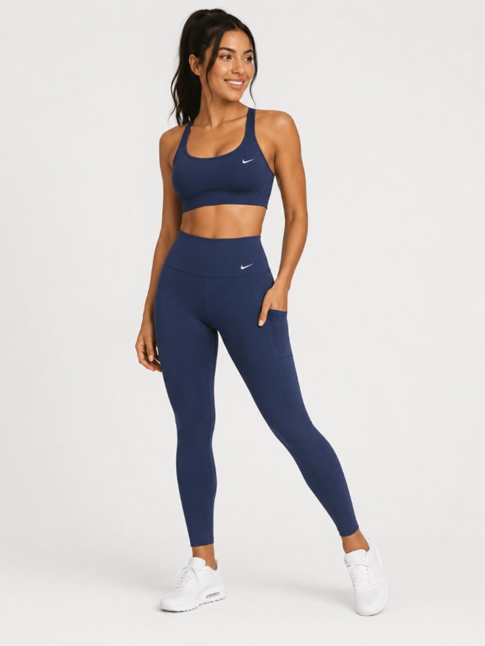 Nike Women's Universa Navy Blue High Waist Full Length Leggings